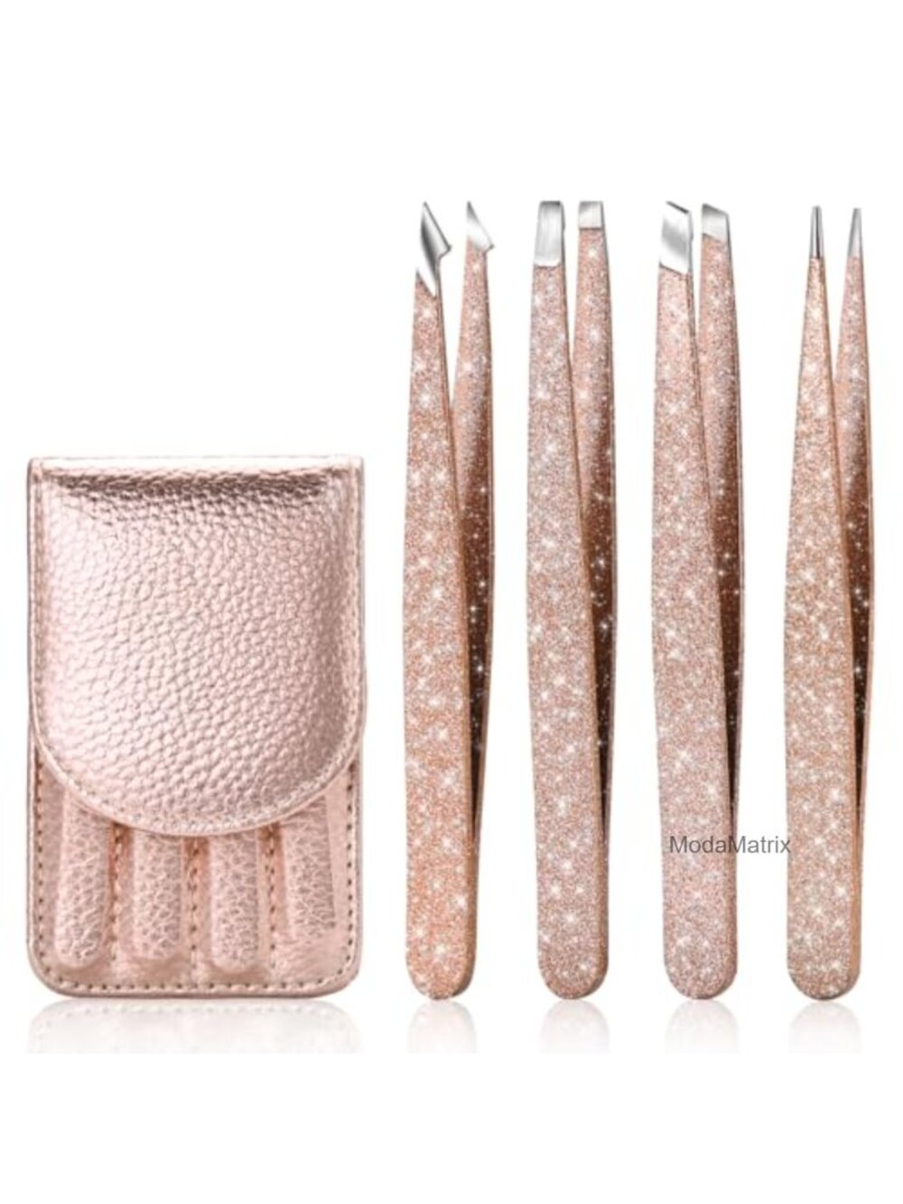 4-Pc Stainless Steel Precision Tweezer Set for Eyebrows & Lash Extensions